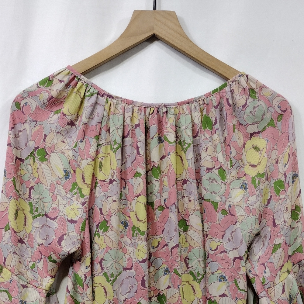 Ralph Lauren Floral Poet Blouse Women's M Pink Cottagecore Peasant Retro 90s Y2K - Picture 6 of 8